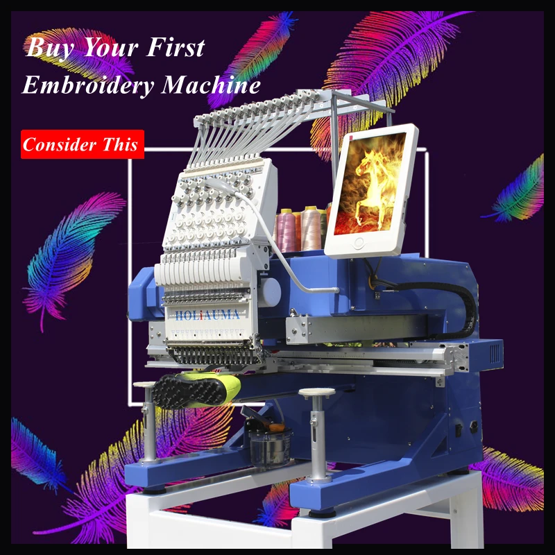 Вышивальная машина Holiauma с бесплатной доставкой, 15 цветами, для кепок/футболок/плоских поверхностей, по выгодной цене с компьютеризированным управлением и сертификатом CE.