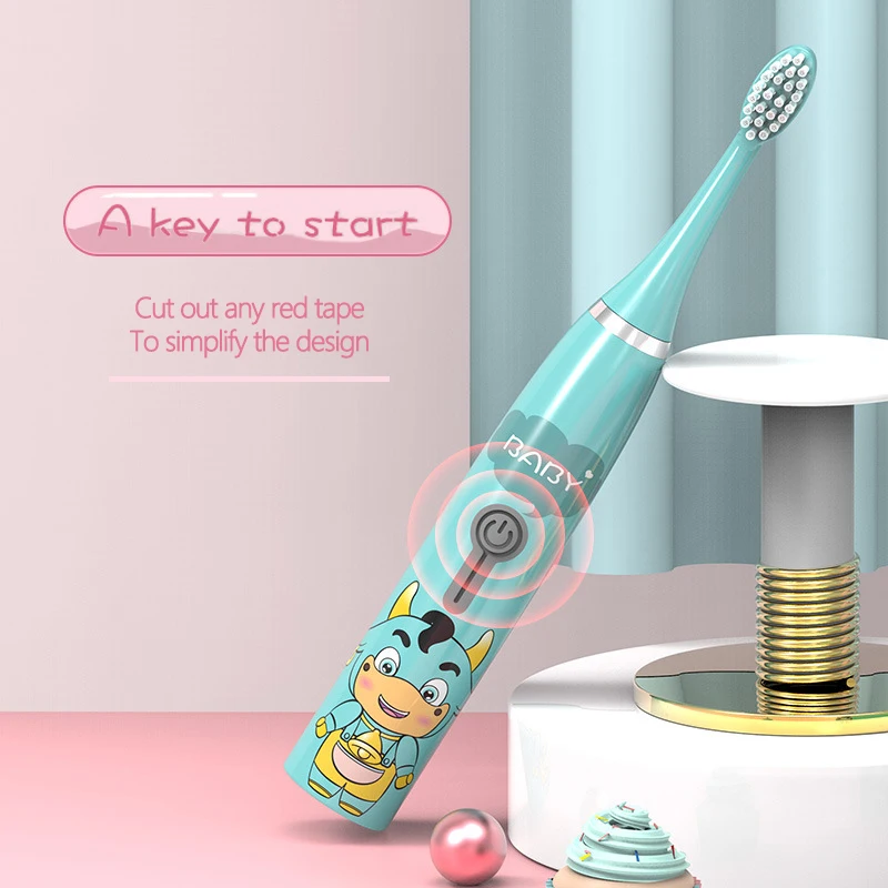 Детская звуковая электрическая зубная щетка с мультяшным рисунком