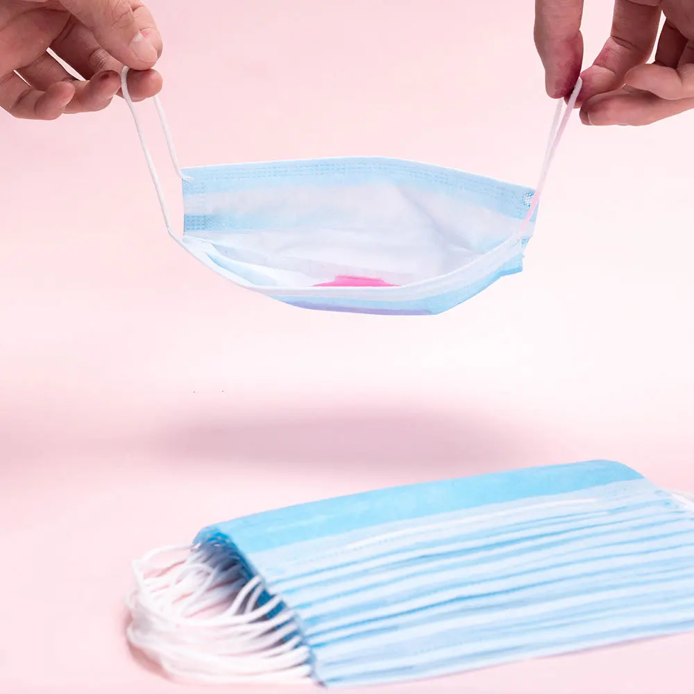 Маски одноразовые трехслойные пылезащитные удобные маски из нетканого