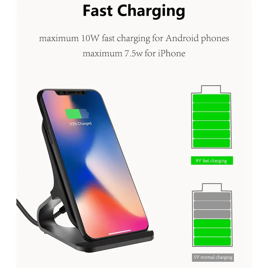 Беспроводное зарядное устройство KISSCASE Qi для iPhone 11 Pro XS Max 10 Вт держатель быстрой