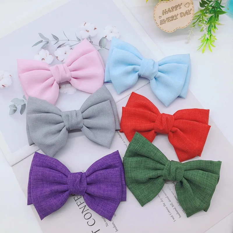 

Vintage 2 layers Bow Barrettes Linen Hair Clips Girls Hairgrips Ponytail Clips Women Elegant Headwear Hairpins Hair Accessories