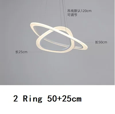 2 Ring 50 25cm Современный светодиодный подвесной светильник кольца Круглый потолочный светодиодный светильник подвесной светильник для гостиной подвесной светильник кухонная люстра c плафонами - Цвет корпуса: 2 Ring 50 25cm