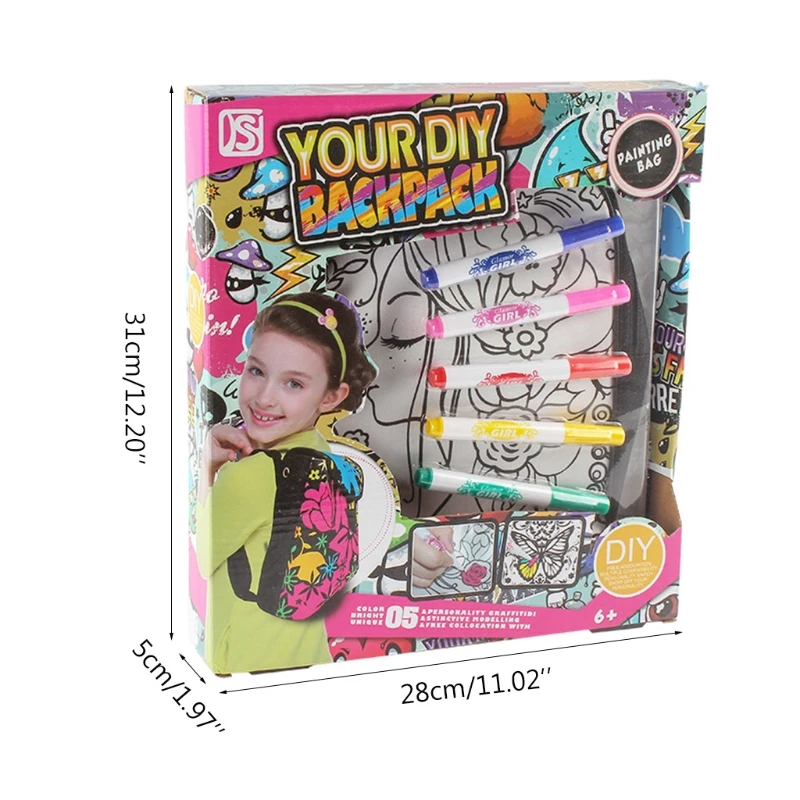 

Graffiti Painting Tote Bag Antistress Puzzles Eco-friendly Educational Toy Children DIY Art Crafts Materials with Painting Pens