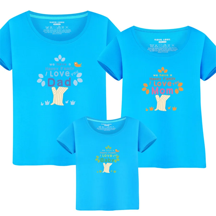 

New 2021 Family Matching Clothes Parent-child Casual Outfit Family Clothing Short Sleeve Cotton Tree T-shirt Summer Family Suits