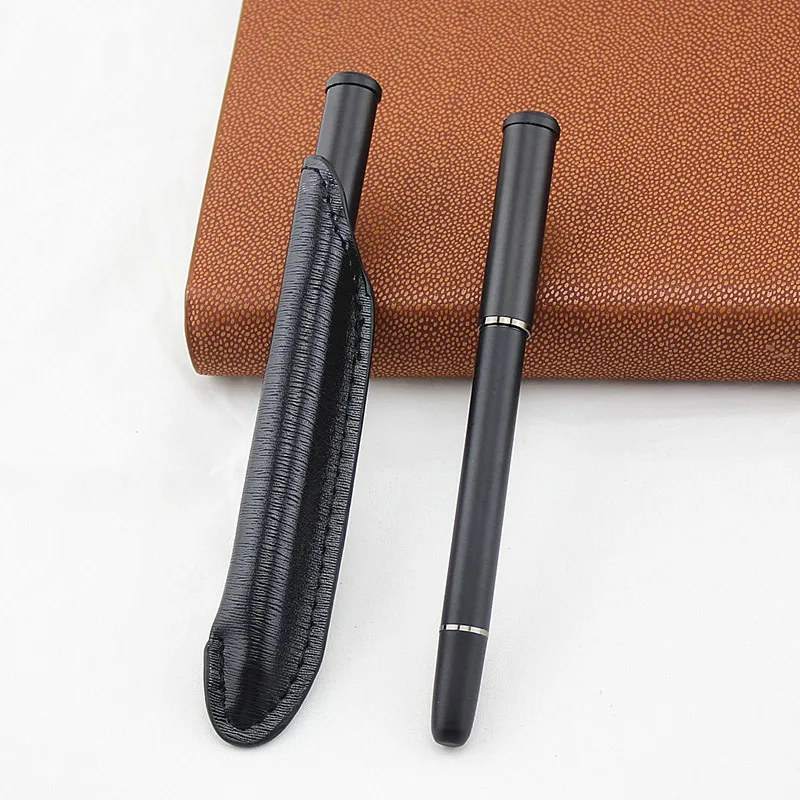 

Creative High Quality Fountain Pen Full Metal Luxury Business Pens Caneta Stationery Office School Supplies Leather pencil case