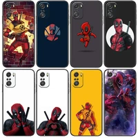 deadpool marvel cartoon phone case for xiaomi redmi note 10 9 9s 8 7 6 5 a pro s t black cover silicone back pre style