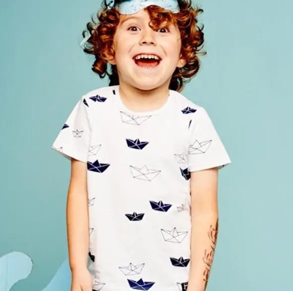 WeLaken/летние футболки с рисунком корабля оригами Повседневные детские Верхняя