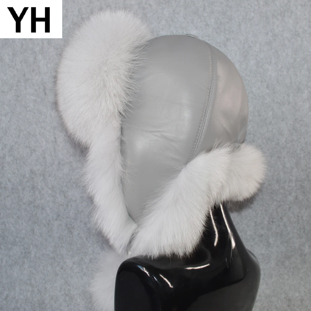2020 Брендовая женская шапка из натурального Лисьего меха зимняя ушанка бомбер