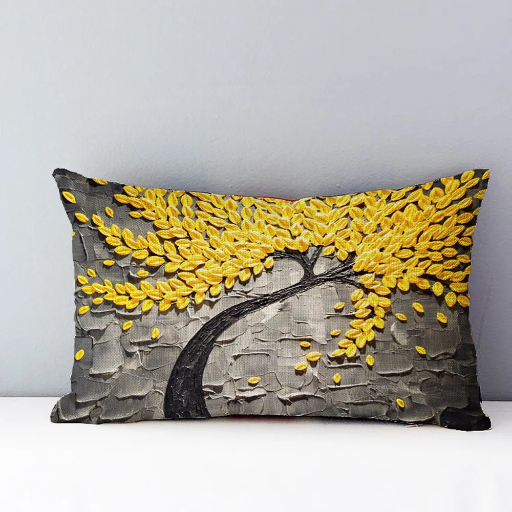 Прямоугольный чехол для подушки из смесового хлопка с изображением цветов и