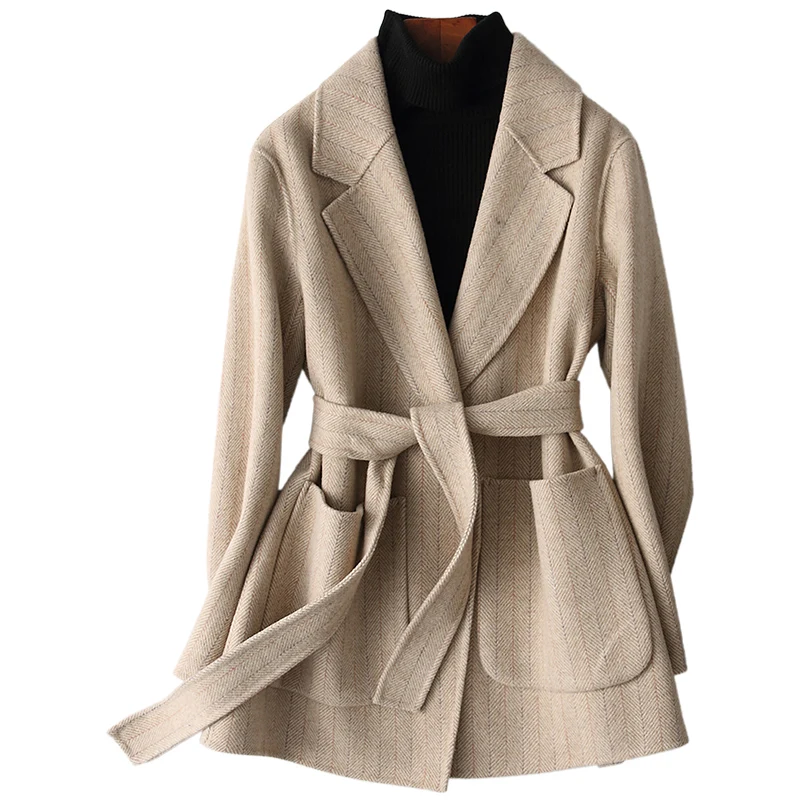 Длинная женская Корейская куртка 2020 двухстороннее шерстяное пальто женские