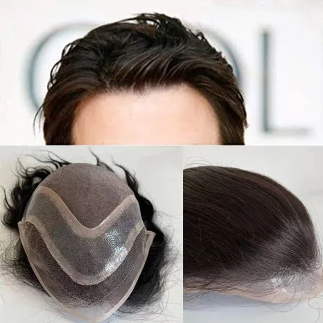 Peça de Cabelo dos Homens Cabelo Humano Mono Base Toupee Homem 12 Polegada Longo Natural Marrom Sistema Substituição Rendas Frente Linha