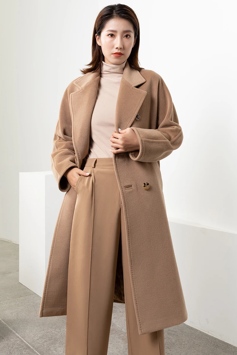 

Высококачественная Женская куртка из смеси натуральной шерсти, кашемировые женские пальто, длинное двустороннее шерстяное пальто, Женское...