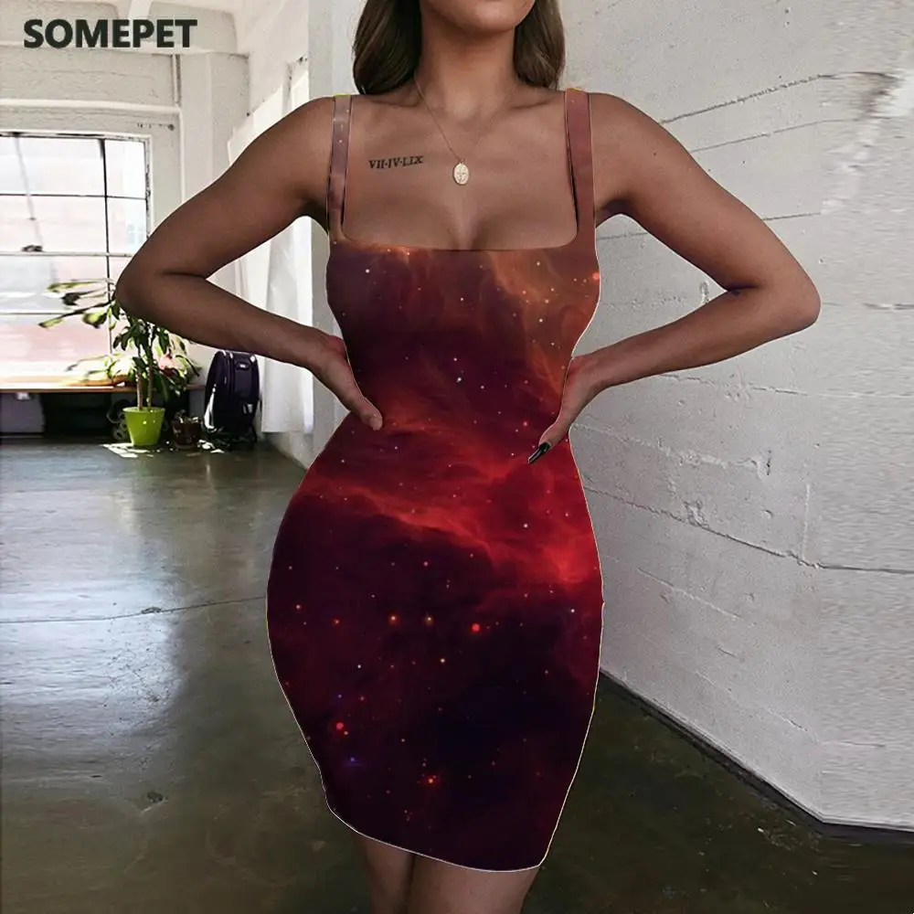 Женское платье в стиле бохо без рукавов с 3D-принтом