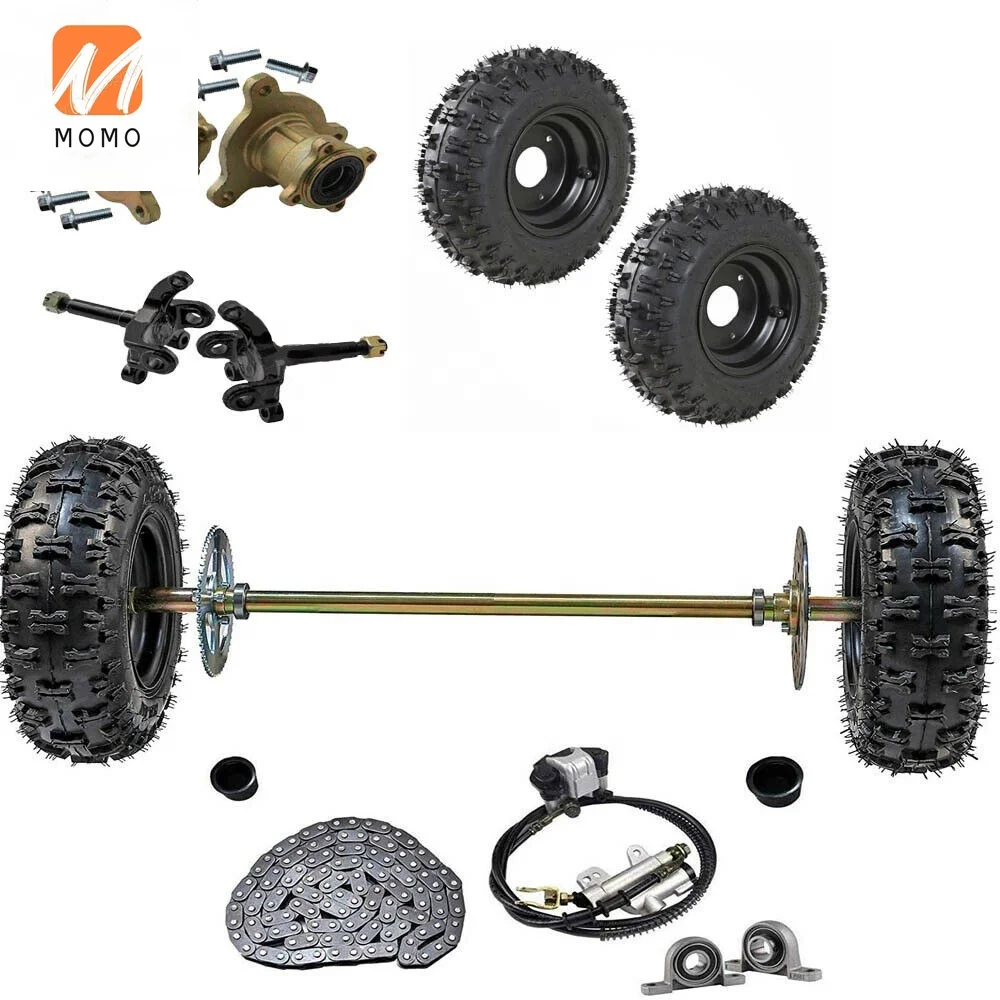 

Go Kart Rear Axle Shaft Kit w/ Front Steering Assembly Hubs+ 4 pack of 6" Wheels