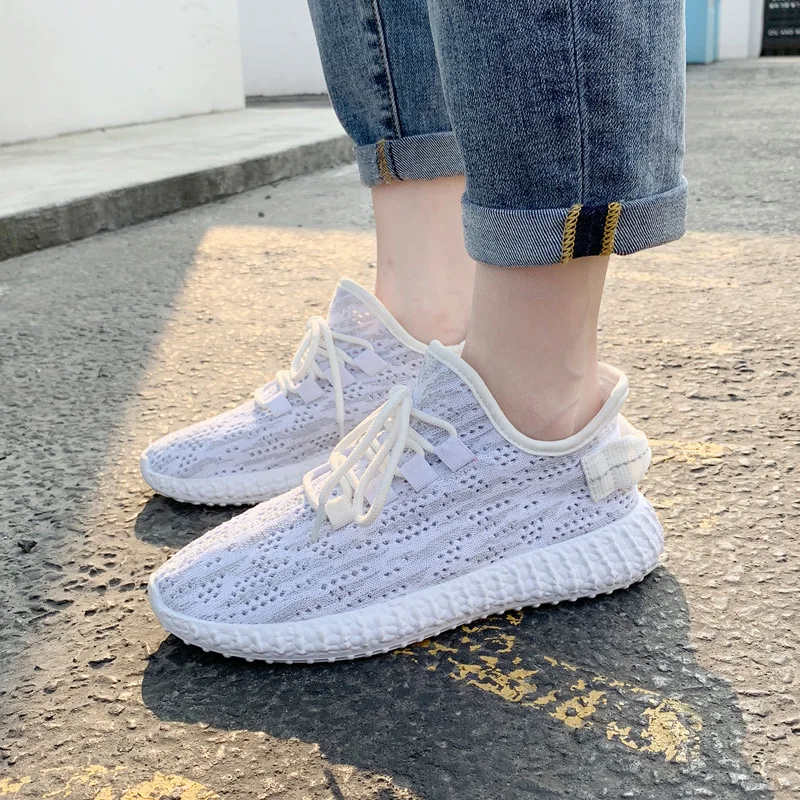 Женские кроссовки на плоской платформе дышащие повседневные шнуровке с низким