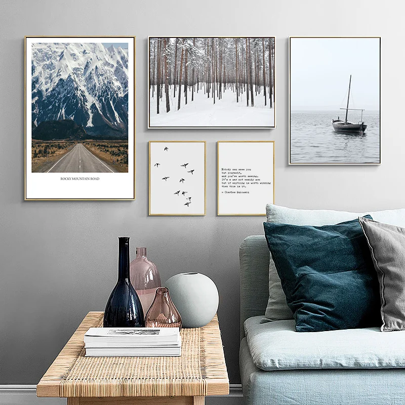 

Modern Forest Landscape Canvas Painting Wall Art Nordic Posters and Prints Wall Pictures for Living Room Decoration Frameless