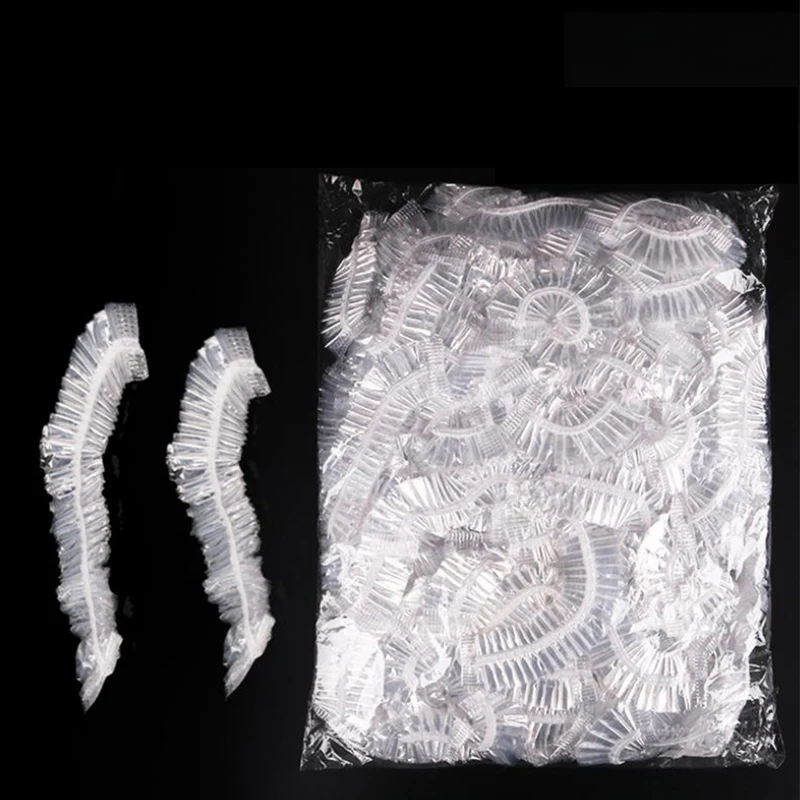 100pcs Disposable One-off Hotel Home Shower Bathing Clear Hair Elastic Caps Hats Transparent Thickened Strip Cap | Дом и сад