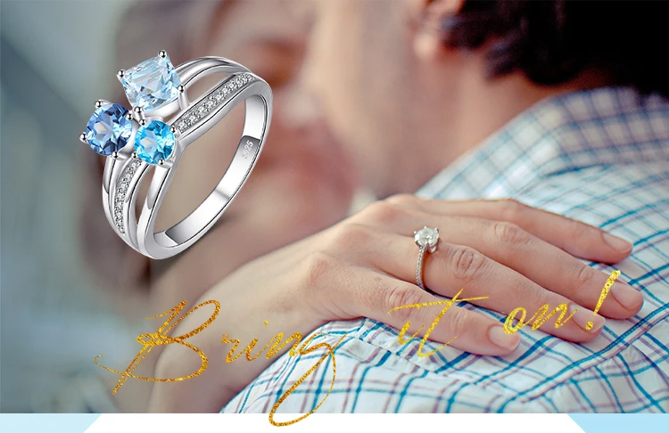 JewelryPalace 1.7ct Оригинальные Мульти Лондон Голубой Топаз 3 Камней Кольцо Подлинная Стерлингового Серебра 925 Ювелирных Изделий Для Женщин Партии Подарок