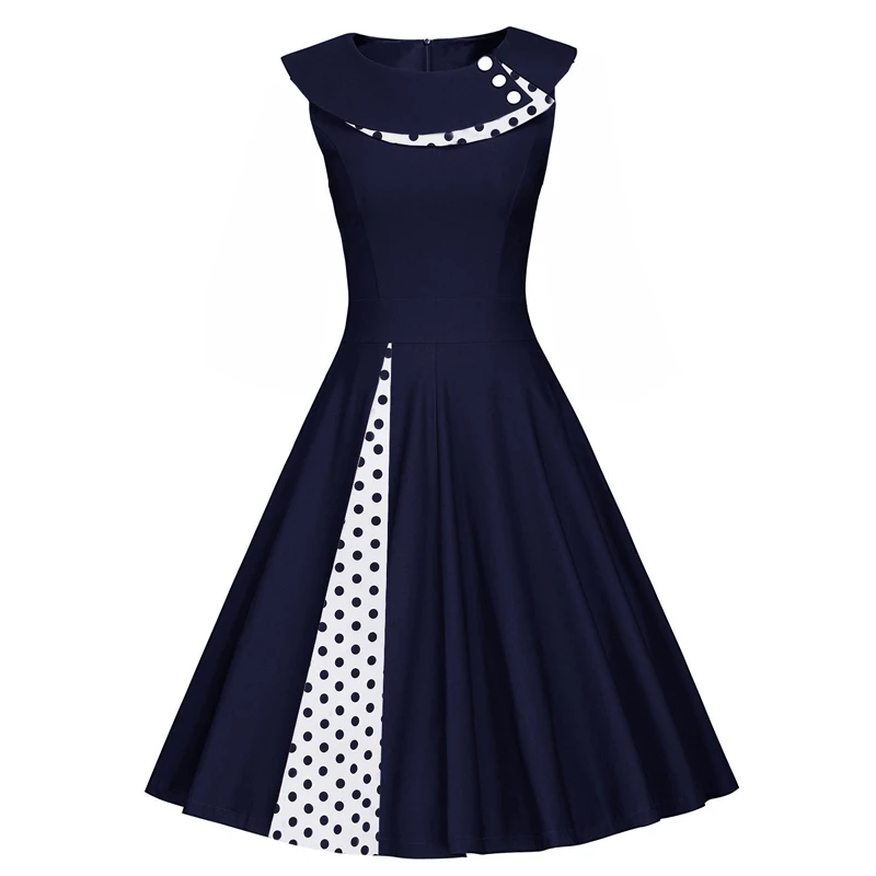 MISSJOY 2021 летнее платье для женщин в винтажном стиле Peternal воротником Rockabilly горошек
