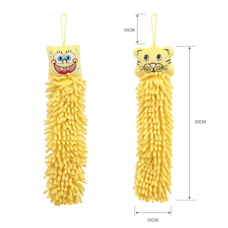 Bathroom Chenille Hand Towel Cartoon Cute Children Towels Kitchen Absorbent Dishcloth With Lanyard Convenient Accesories | Дом и сад