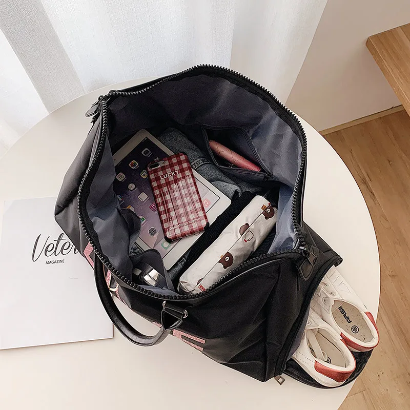 Love Print Waterproof Large Capacity Oxford Travel Bag Unisex Zipper Fitness Gym Handbag Shoulder Messenger Bag Duffle Luggage