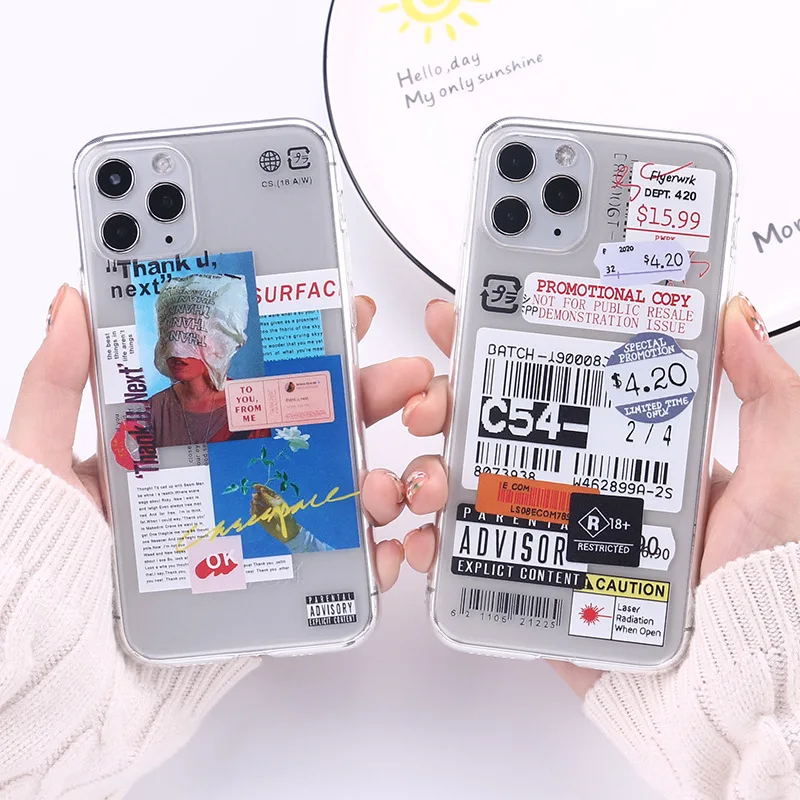 

INS Hot Funny Pattern Stamp Statue Label Barcode Soft Silicone Phone Case for IPhone11 12 Pro Max Mini X XR XS 6 7 8 6S Plus SE
