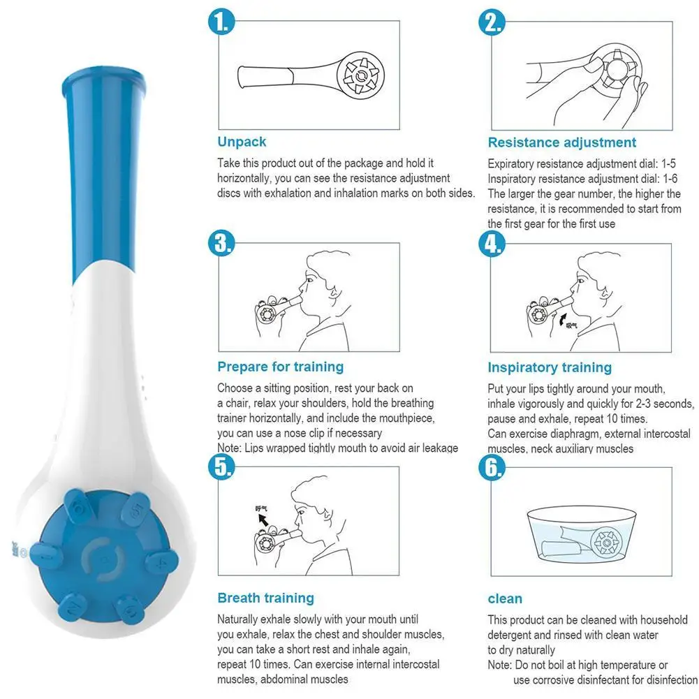 

Breathing Exercise Device For Lungs Portable Lung Device Rehabilitation Muscle Breathing Exerciser Function Use To Trainer V1C9