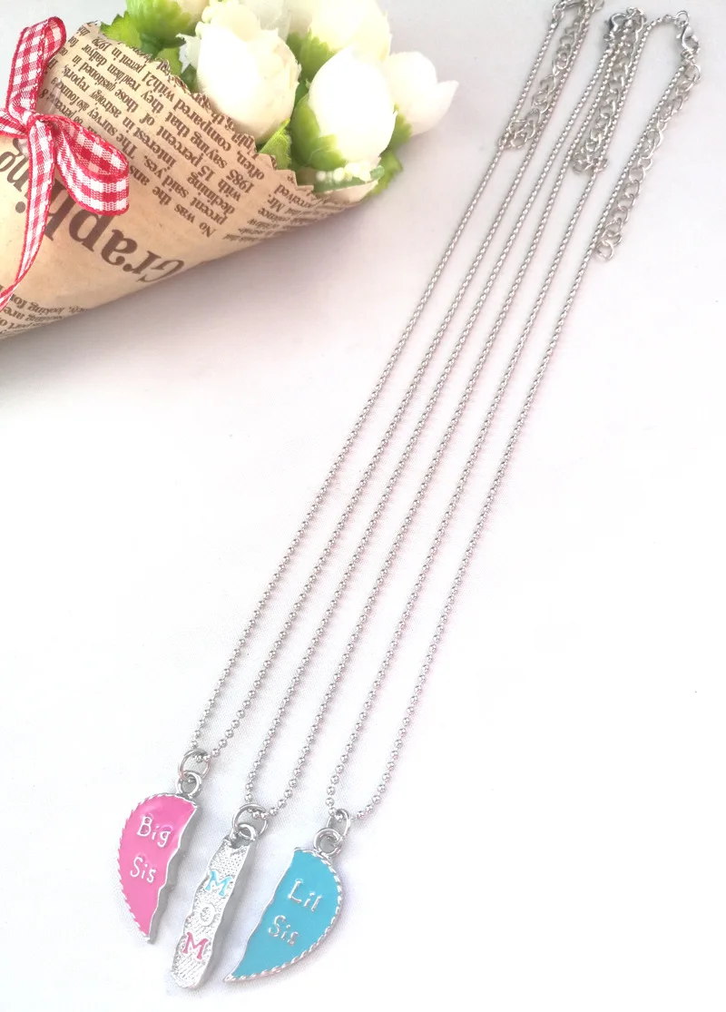 3 шт./партия сплав большая сестра мама маленькая сестренка эмаль сердце кулон