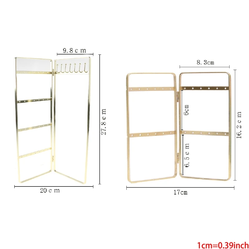 

2-Panel Jewelry Organizer, Metal Jewelry Holder, Foldable Jewelry Hanger, Portable Jewelry Display Rack for Earrings, Necklaces