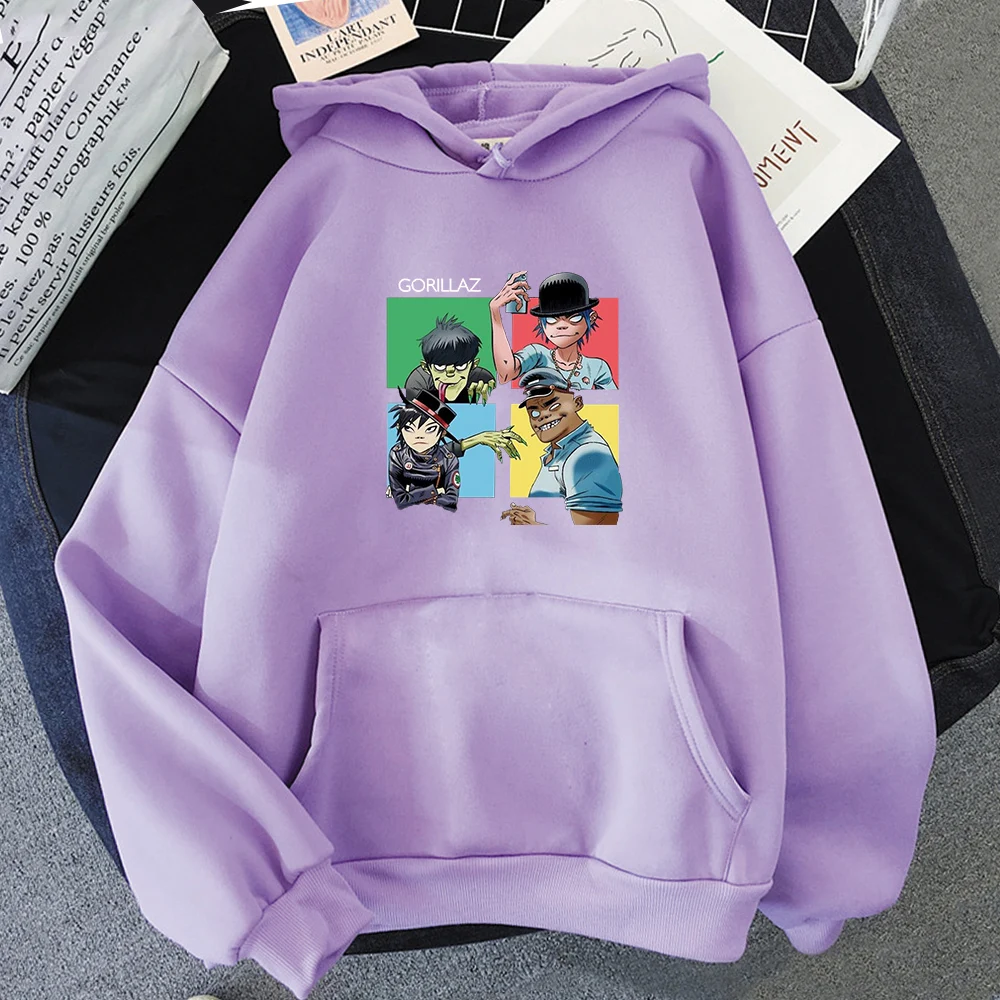 Худи унисекс с рисунком аниме Gorillaz женские пуловеры для отдыха оверсайз мужские