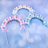 1pcs pink blue soft pompom cloud cake topper flags for wedding christmas birthday party cake decoration supplies cake top flags