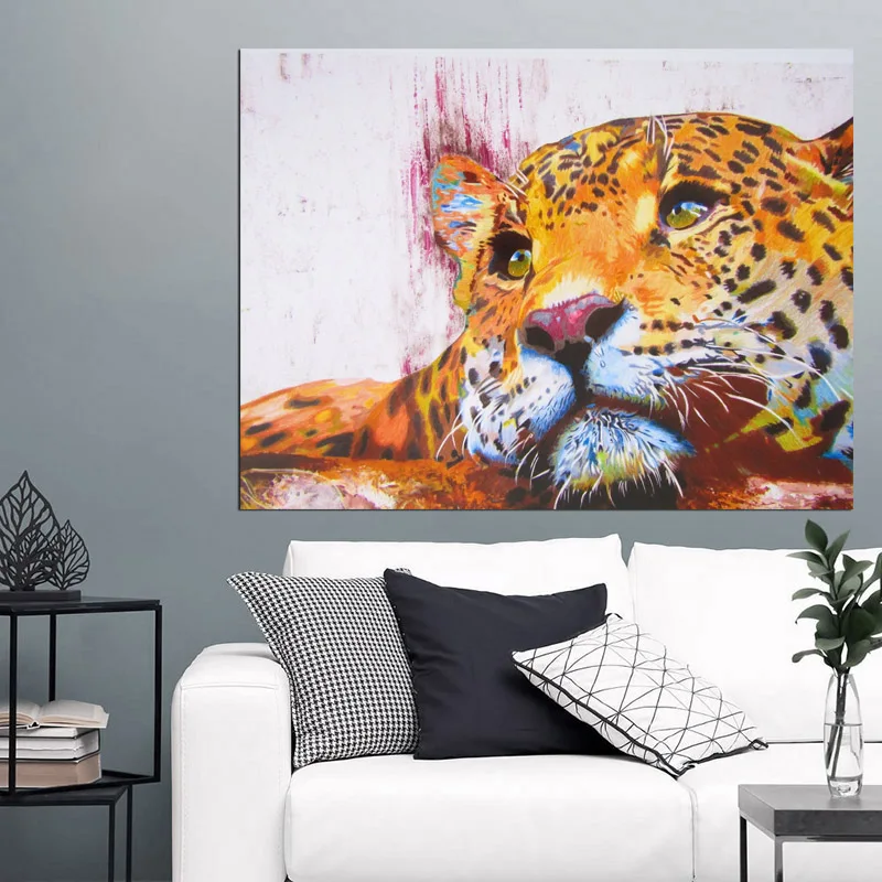 RELIABLI Арт холст Картины желтого цвета с леопардовым принтом животными