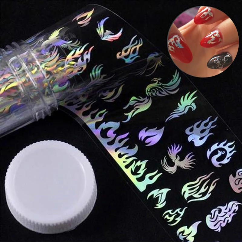 4*100 см/рулон 3d-наклейка для ногтей голографическая Лазерная Фольга пламя