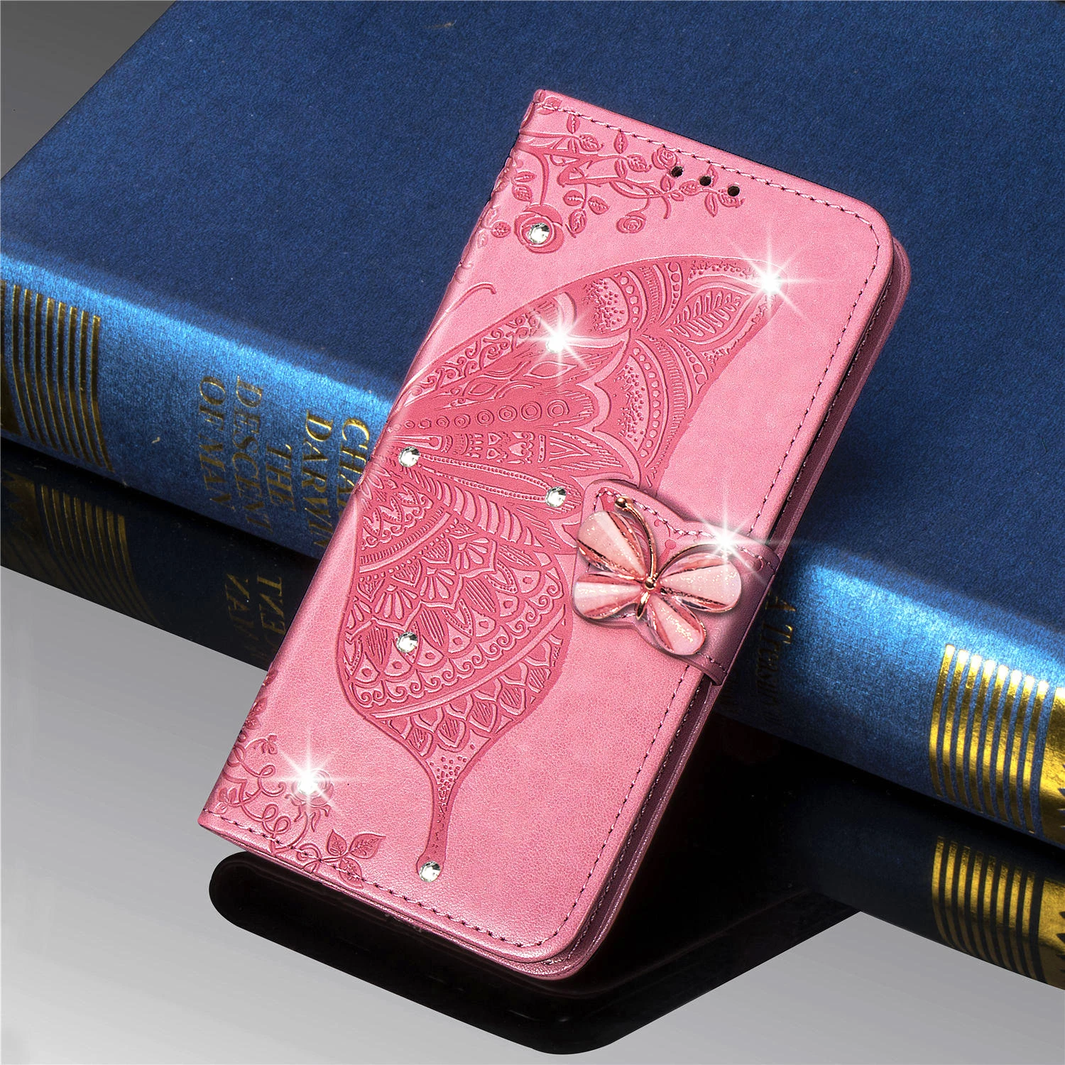 Кожаный чехол книжка с бабочкой для Huawei P20 lite P30 Pro Y7 Y9 2019 телефона Honor 20 s 8A 8C 7C 7A 10i 10
