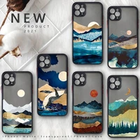 hand painted scenery phone case for iphone 13 12 11 8 7 plus mini x xs xr pro max matte transparent cover