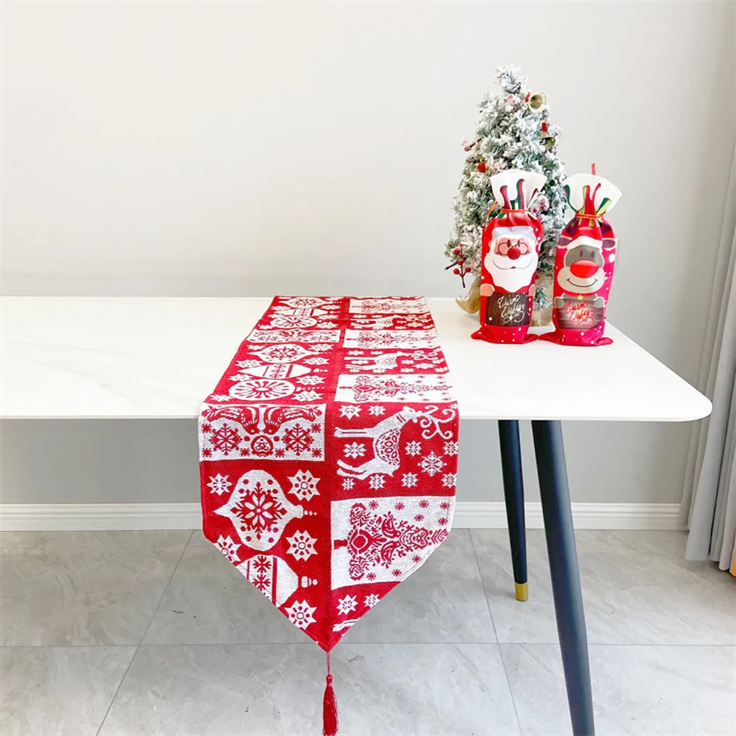 

Decoration Christmas Table Runner Polyester Cotton Safe Environmental Tablecloth A/B/C/D Style Christmas Christmas Style