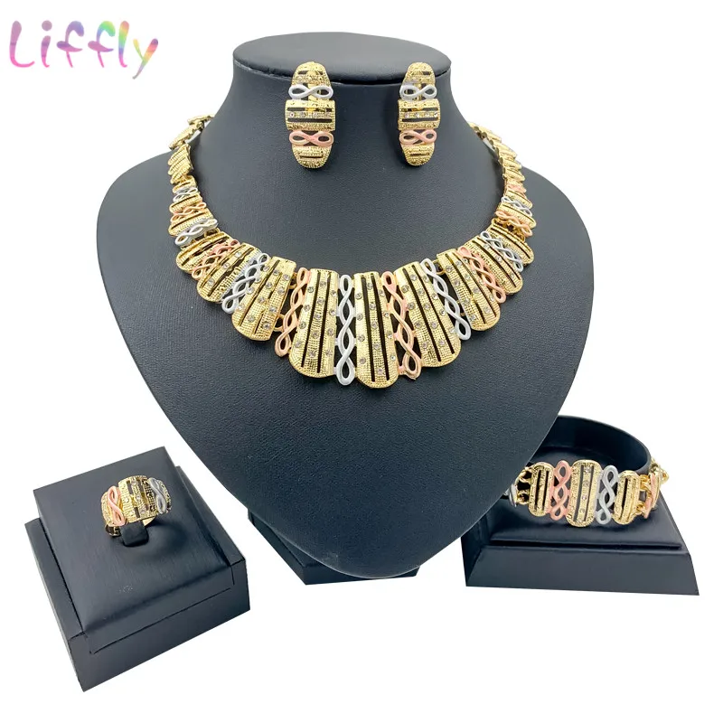 Liffly Африканский комплект ювелирных изделий новый сплав искусственный кристалл