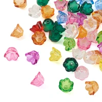190pcs50g mixed color transparent acrylic flower beads spacer end bead caps charms for diy handmade jewelry making 10x6mm