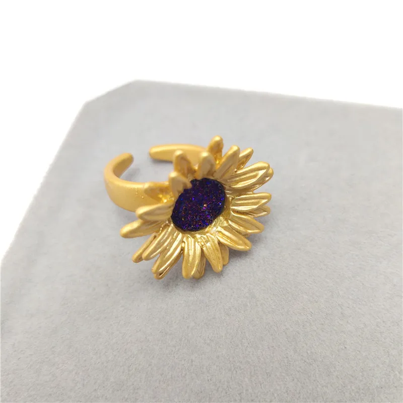 Summer new van gogh sunflower color sense simple temperament open ring | Украшения и аксессуары