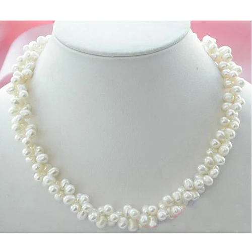 

Hot Sale Real Pearl Necklace 2rows 7-9mm White Rice Cultured Freshwater Pearls Jewelry Handmade Wedding Birthday Party Lady Gift