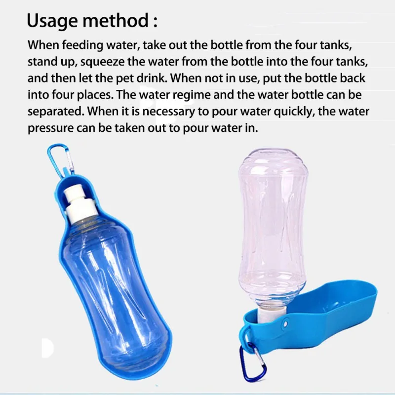 

250-500ml Foldable Pet Dog Water Bottle Plastic Portable Pets Outdoor Travel Drinking Water Feeder Bowl Pet Accessories