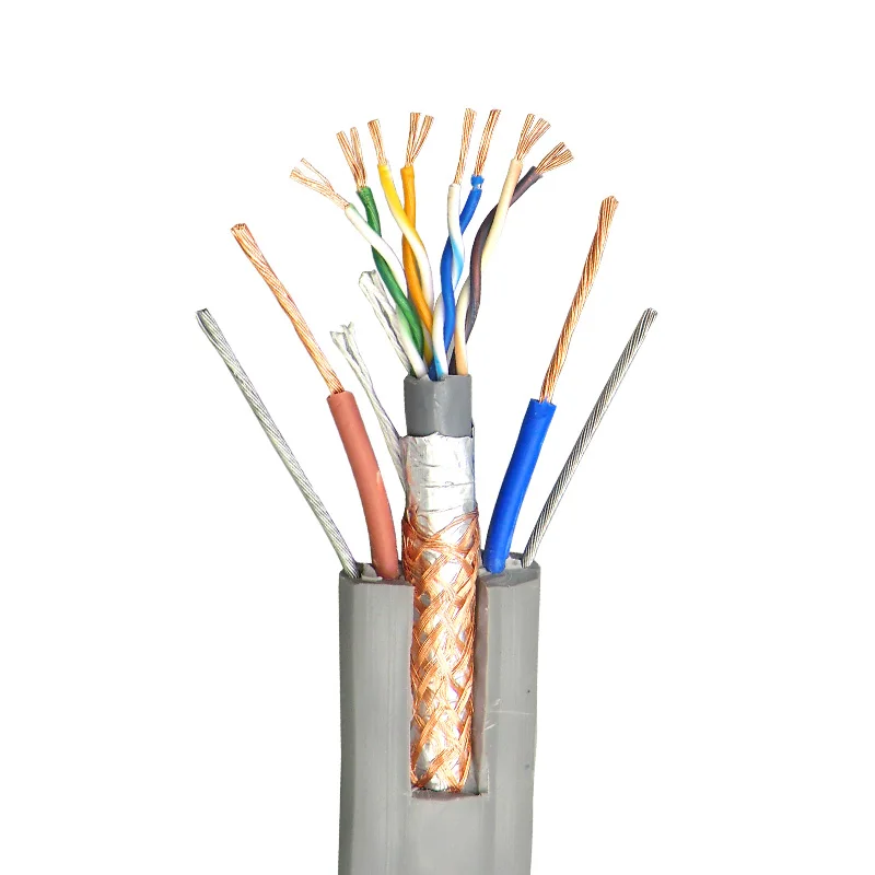 Экранированный кабель лифта cat5e для Ethernet с двойной силовой линией и стальным