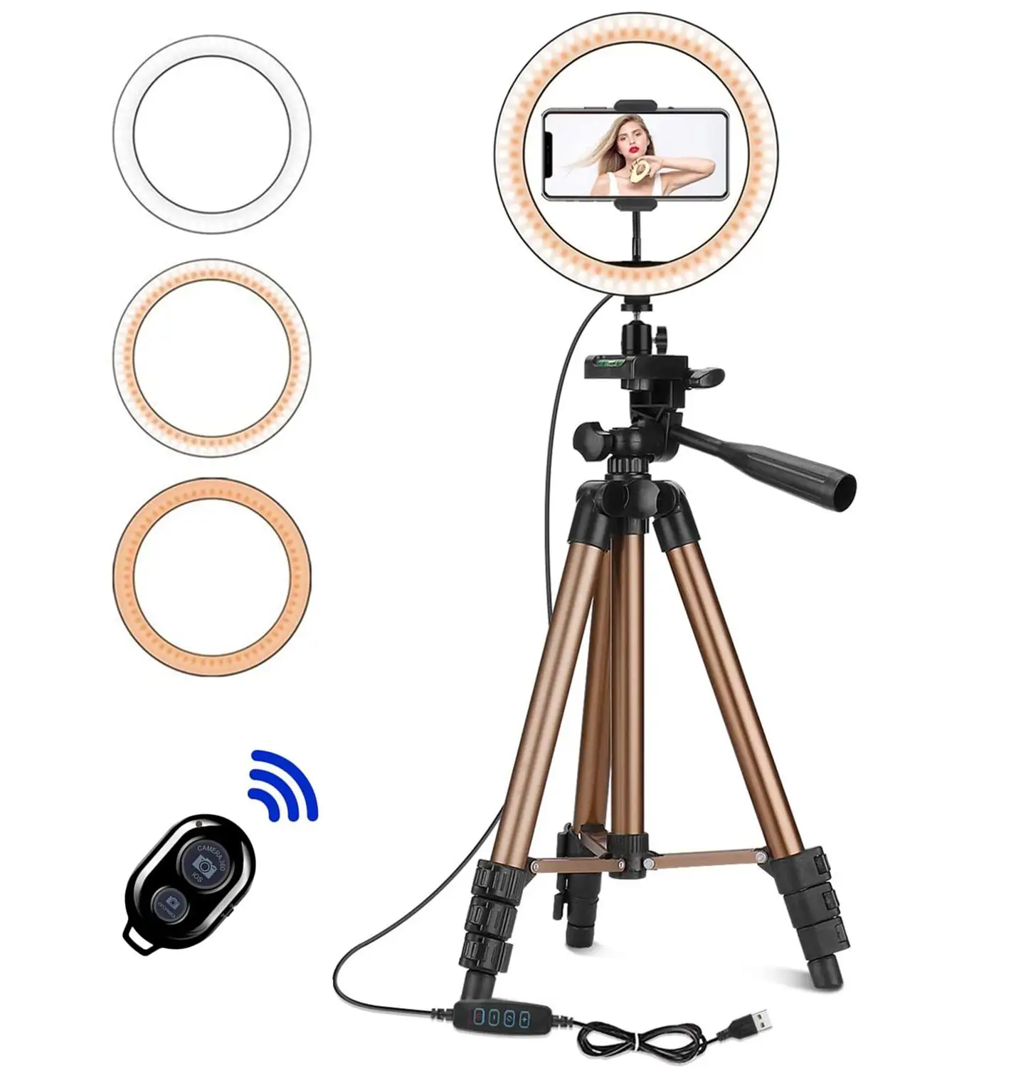 

Anillo de luz Led con trípode y lámpara, Kit de iluminación fotográfica para vídeo, 1,3 m, 130cm
