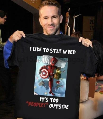 Дэдпул я люблю оставаться в кровати это слишком пиопли снаружи черная футболка S