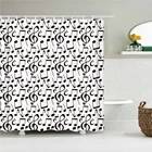 Тканевые занавески для душа с 3d-изображением черно-белых листьев