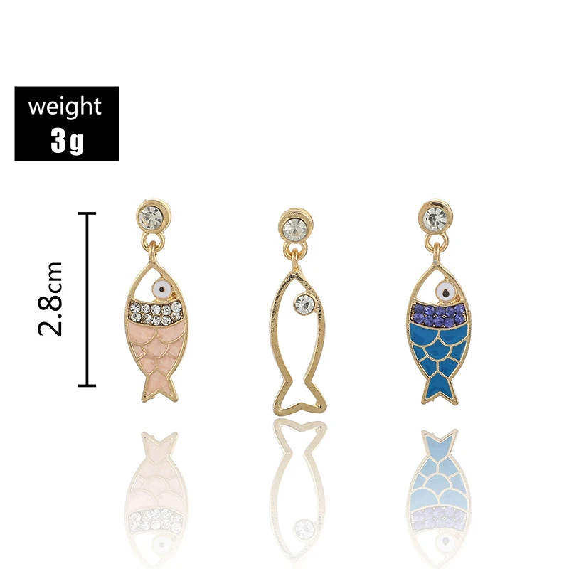 3 шт./компл. милые женские серьги синие розовые хрустальные золотые