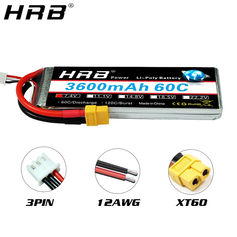 hrb 2s 74 v lipo батарея xt60 1800mah 2600mah 3300mah 3600mah 4000mah 5000mah 5200mah 6000mah 8000mah 10000mah