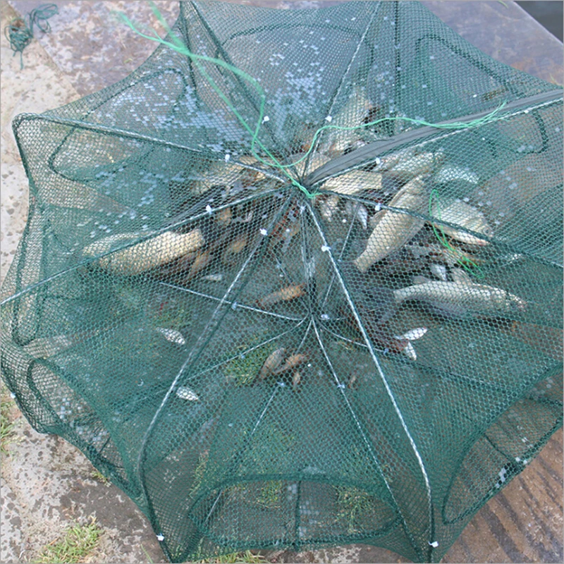Portable 6 Holes Folded Hexagon Fishing Net Network Casting Crayfish Catcher Fish Trap Shrimp Catcher Tank Cages Mesh Nets