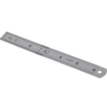 

15cm 2PCS Precision Double Sided Ruler Stainless Steel Metal Ruler Metric Rule Measuring Stationery