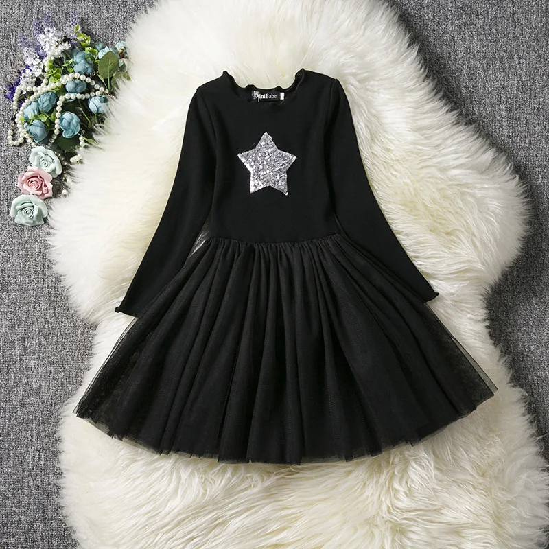 Платье для девочек с блестками длинными рукавами на осень-зиму | Детская одежда и